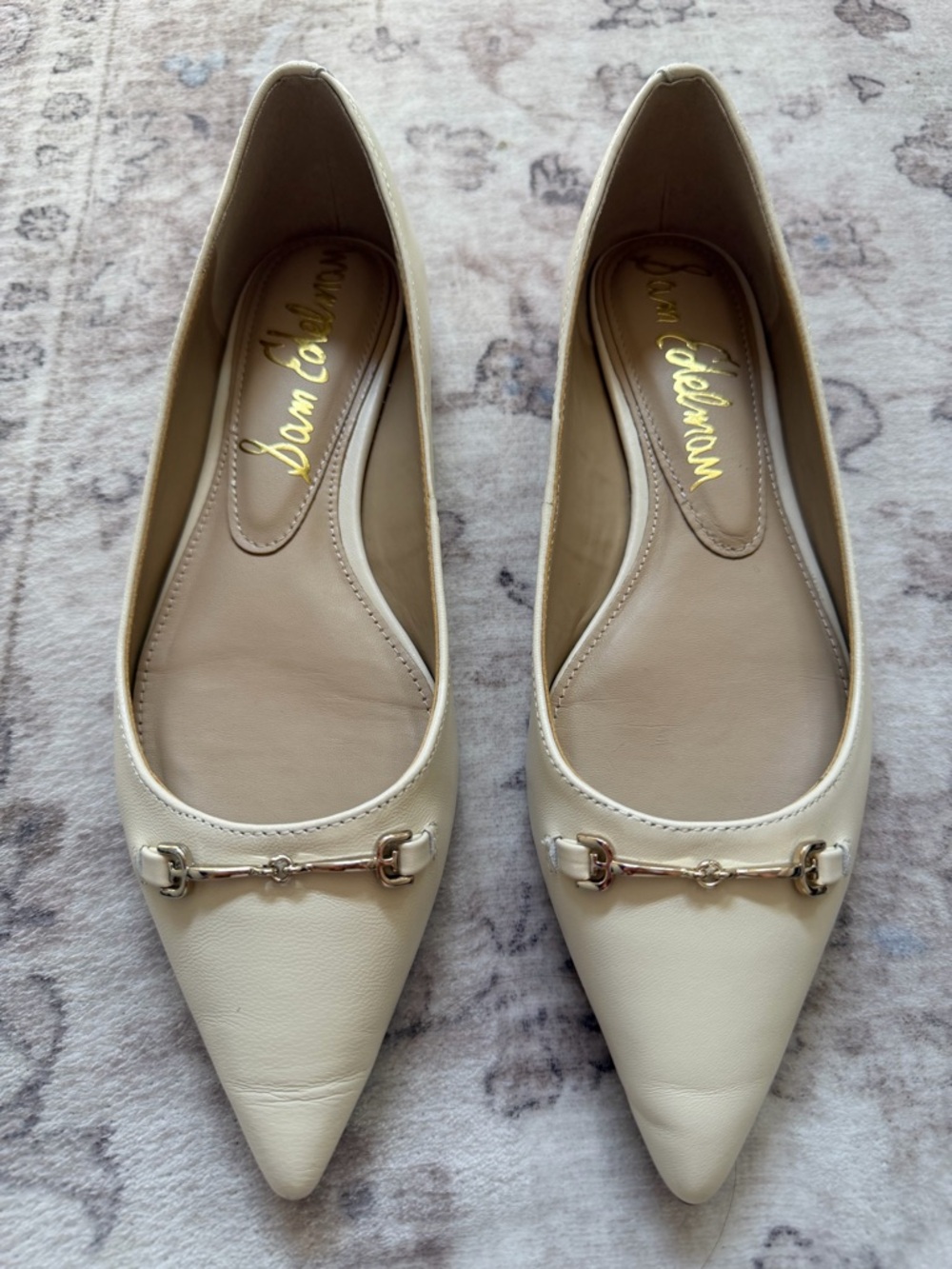 Sam Edelman Cream Ballet Flats with Gold Accent